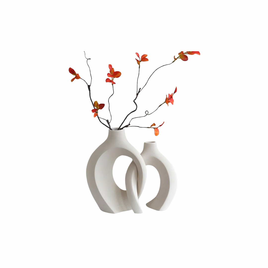 White Sculptural Double Loop Vase